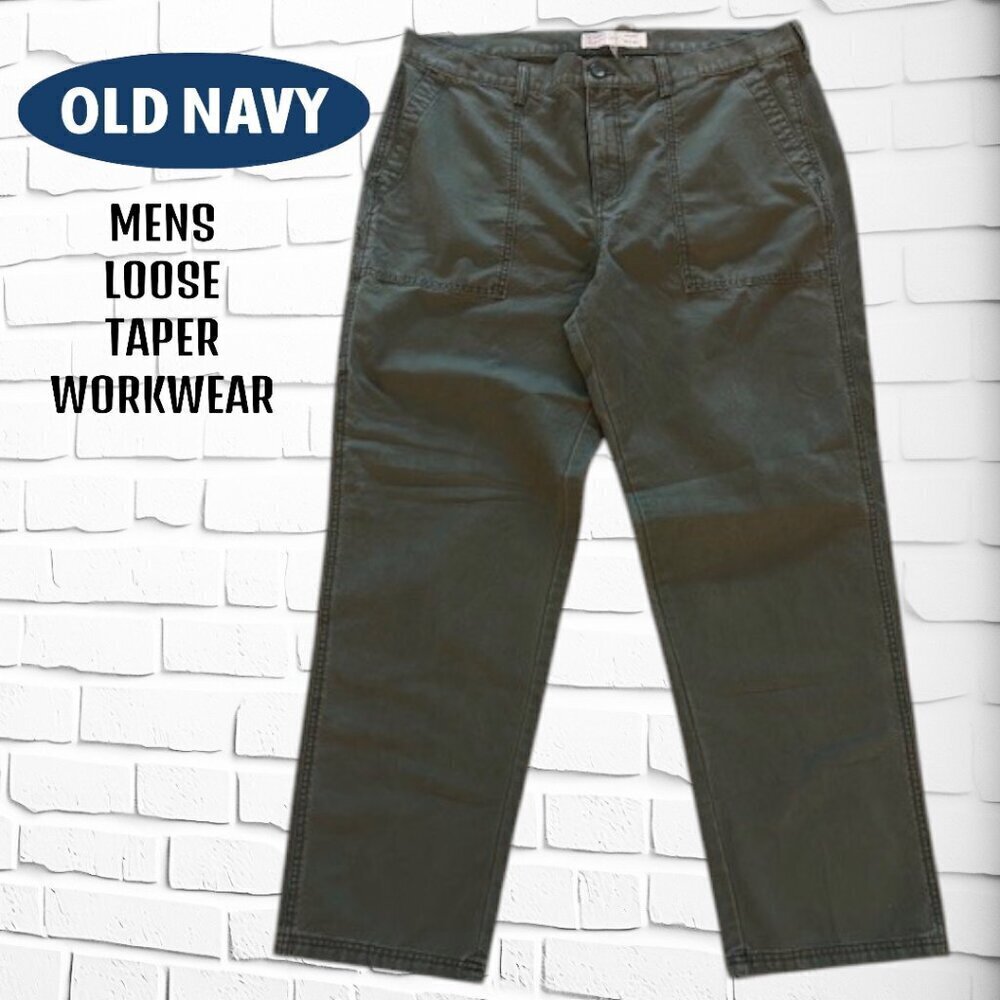 Men's Workwear Loose Taper Pants GREEN - New Without Tags
